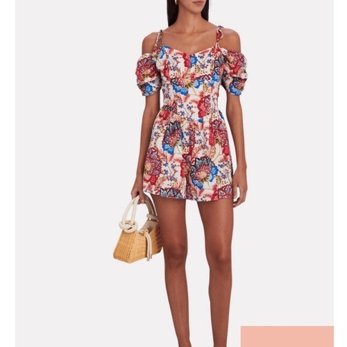 Misa Los Angeles Ruchika Floral Puff Sleeve Romper Size L Nwt